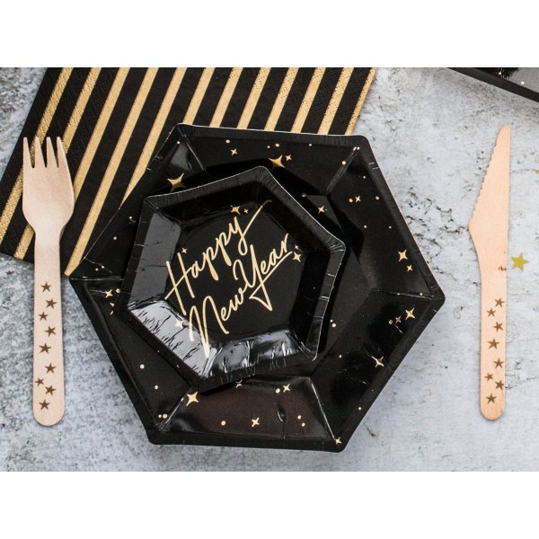 Desserttallrikar - Sparkle - Svart/Guld - 6-pack Desserttallrikar - Sparkle - Svart/Guld - 6-pack