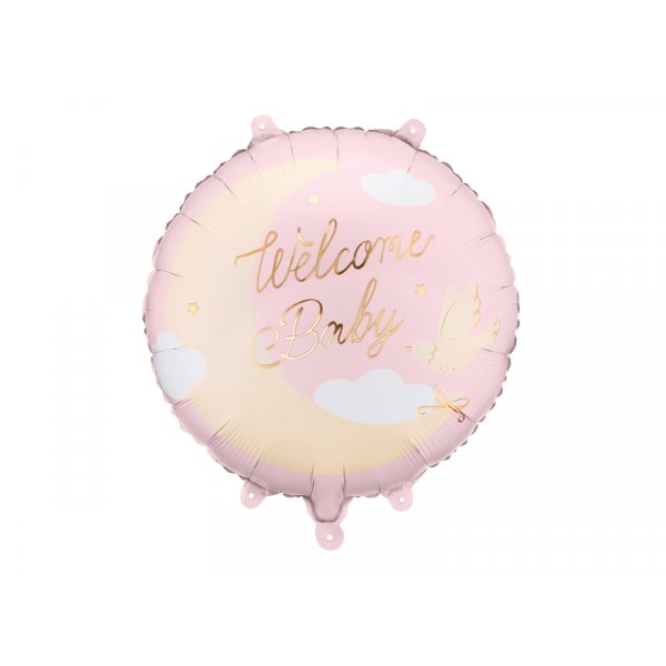 Folieballong \\\"Welcome Baby\\\" - Ljusrosa