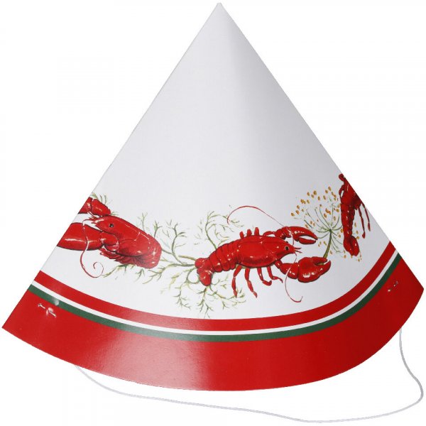 Partyhattar - Krftor - Vit/Rd kant - 4-pack