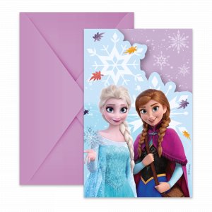 Inbjudningskort med kuvert - Frozen/Frost - 6 st