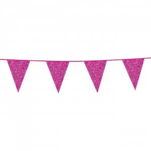Vimpelgirlang Glitter Hot Pink 6m