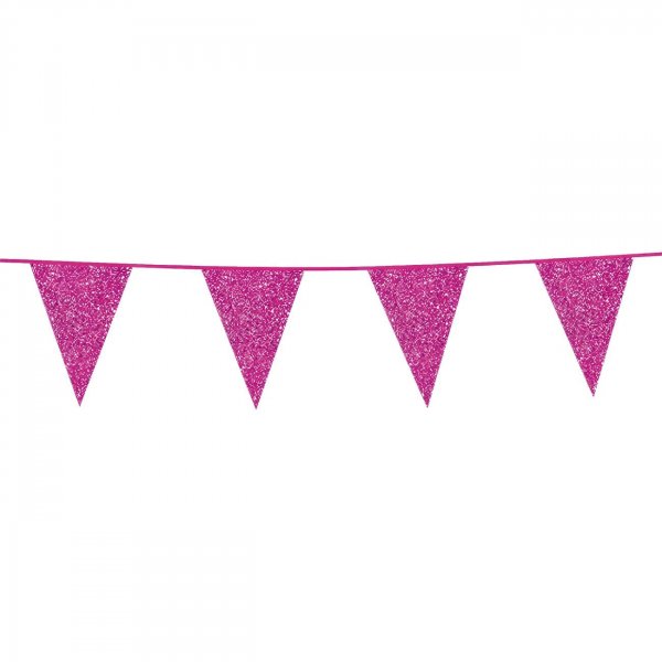 Vimpelgirlang Glitter Hot Pink 6m