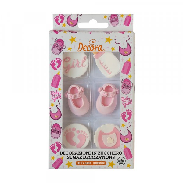 Sockerdekorationer - Baby - Rosa - 6 st Sockerdekorationer - Baby - Rosa - 6 st