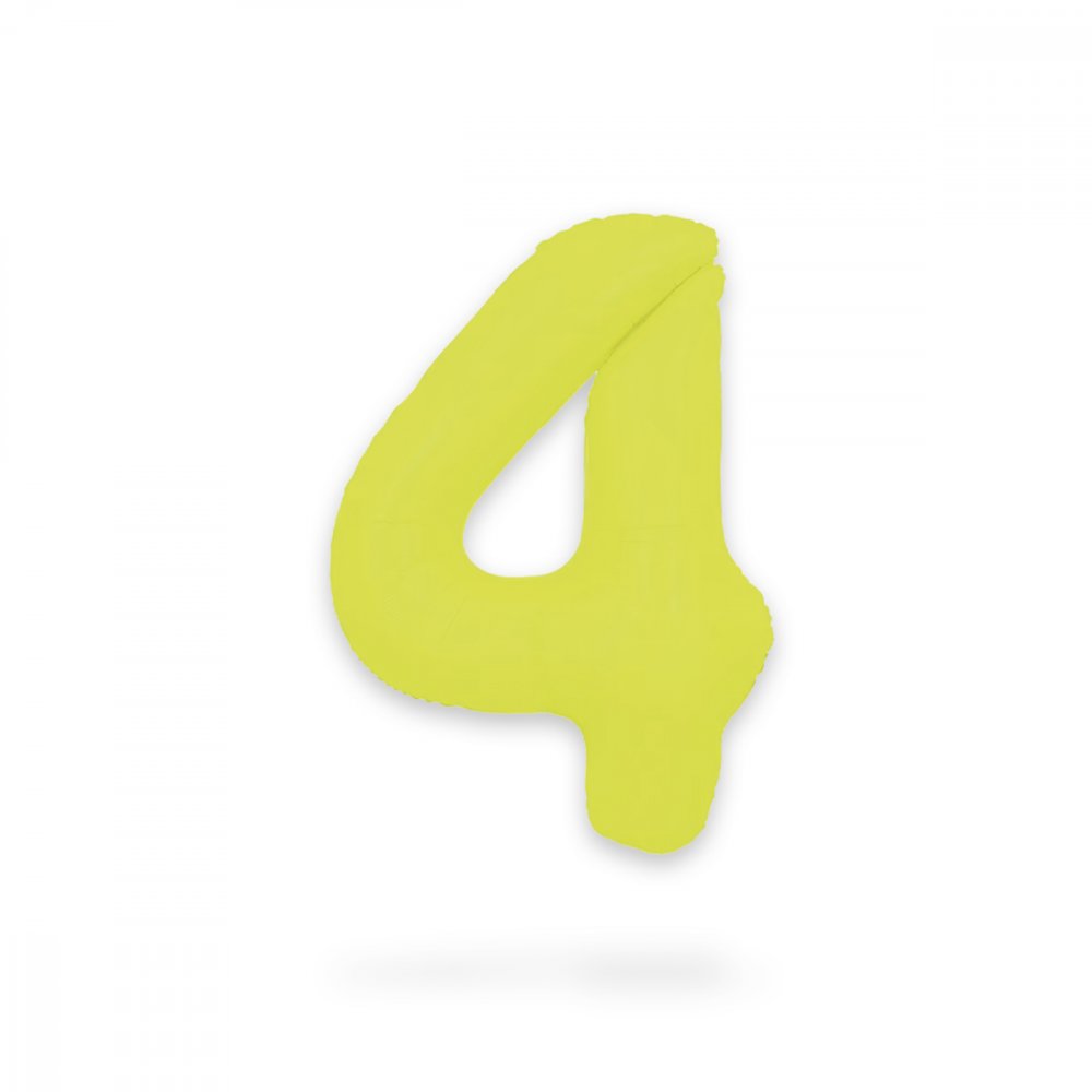 Ballongsiffra - Neon Gul - 86 cm - Siffra: 4 - Sifferballonger, Ballonger