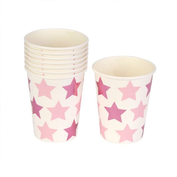 Pappmuggar - Stars - Rosa - 8-pack