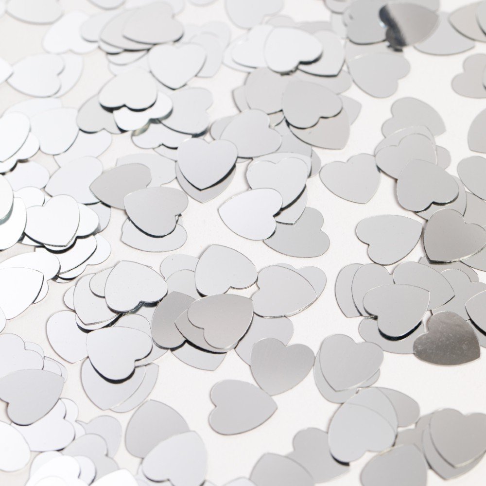 Bordskonfetti – Silver – Hjärtan – 14 g – Konfetti, Smådekorationer