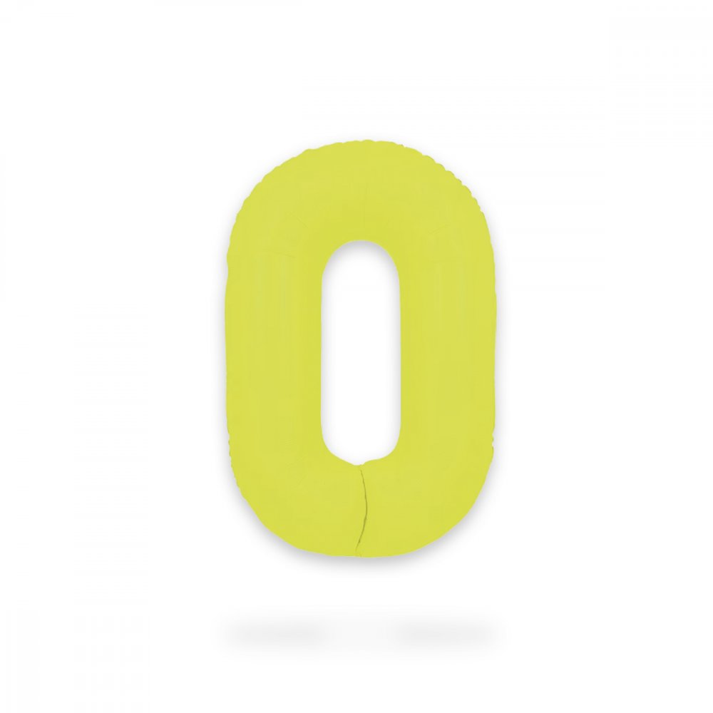 Ballongsiffra - Neon Gul - 86 cm - Siffra: 0 - Sifferballonger, Ballonger