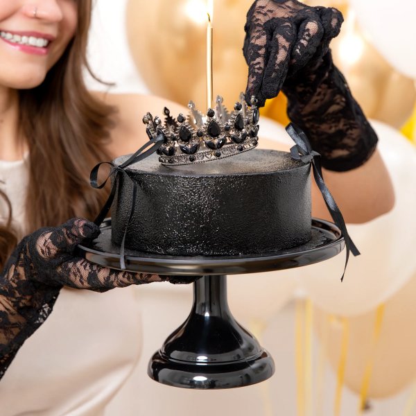 Cake Topper - Krona - Svart - 10 cm