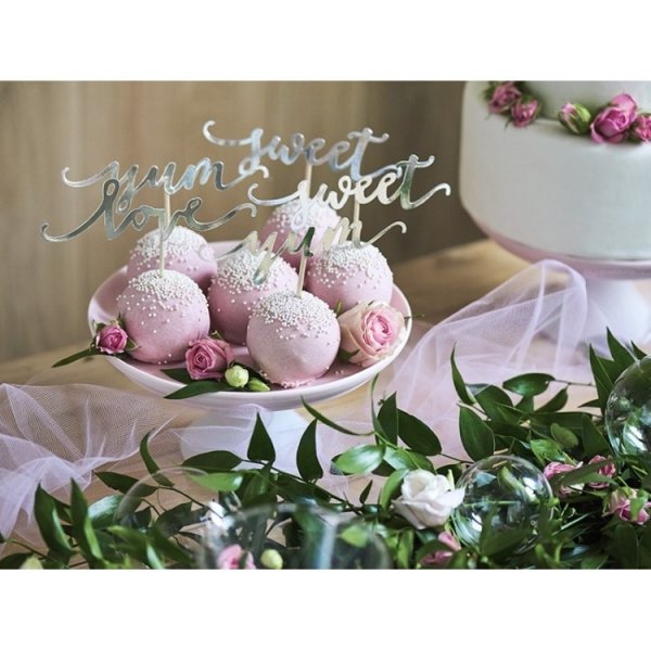 Cupcake Topper Love Silver 6-pack