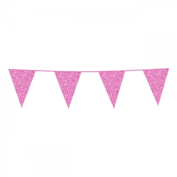 Vimpelgirlang - Glitter - Ljusrosa - 6m