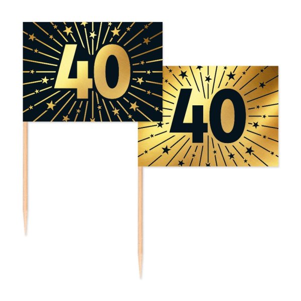 Party Picks - 40 År - Guld - 50-pack Party Picks - 40 År - Guld - 50-pack