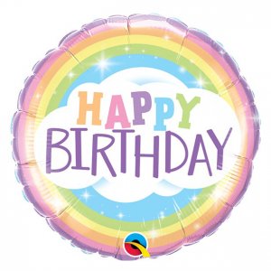Folieballong - Happy Birthday - Pastel Rainbow