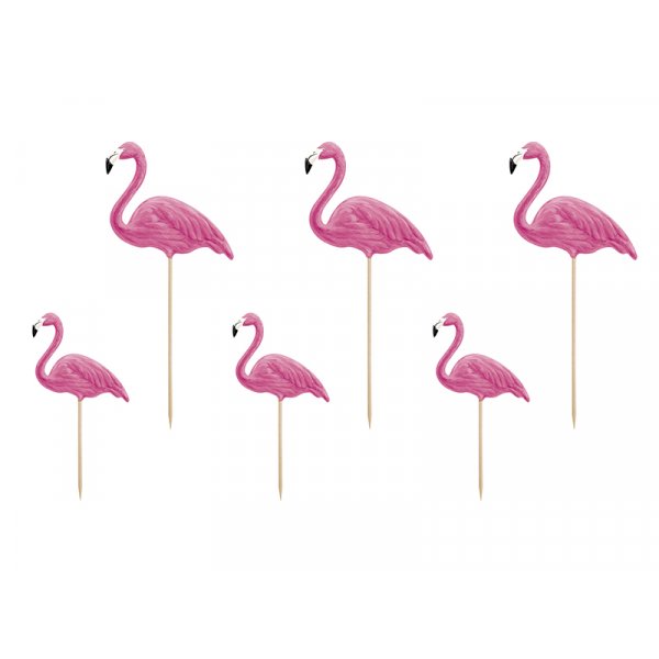 Cake Picks - Flamingos - Aloha - 6 st