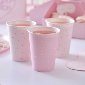 Pappmuggar - Pink Polka Dot - 8-pack