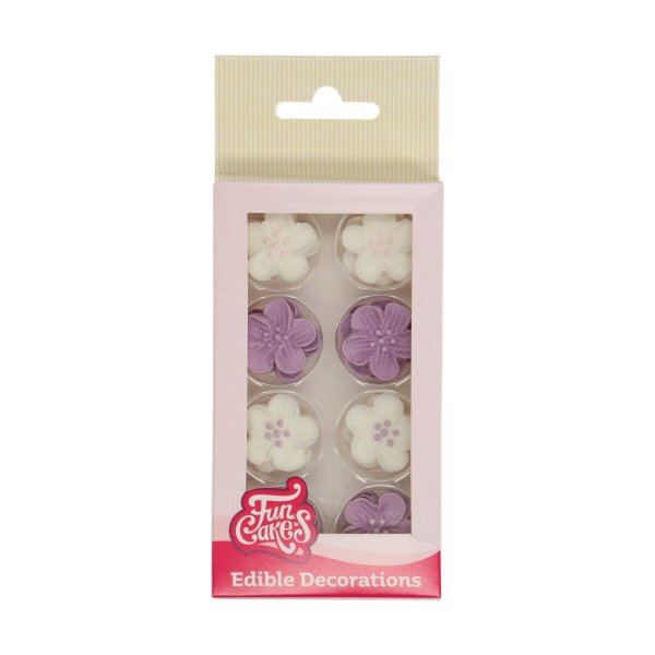 Sockerdekorationer - Blommor - Lila - Funcakes - 24 st