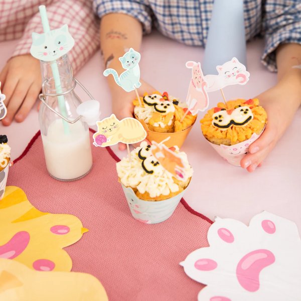Cake picks - Pastellkatter - 6 st Cake picks - Pastellkatter - 6 st