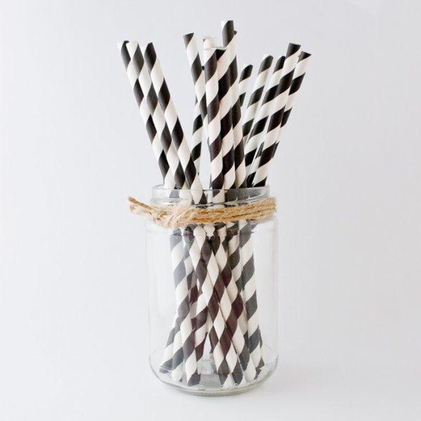 Sugrör - Randigt - Svart - 10-pack Sugrör - Randigt - Svart - 10-pack