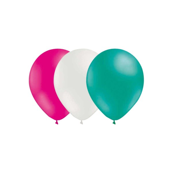 Ballonger - Mix - Magenta/Vit/Havsgr�n - 15-pack