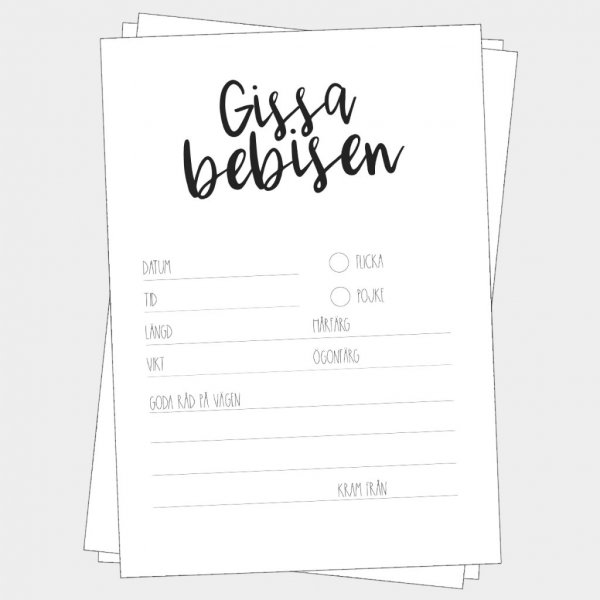 Gissa bebisen - Svart/Vit - 8-pack Gissa bebisen - Svart/Vit - 8-pack