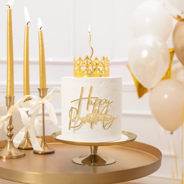 Cake Topper - Krona - Guld - 10 cm Cake Topper - Krona - Guld - 10 cm