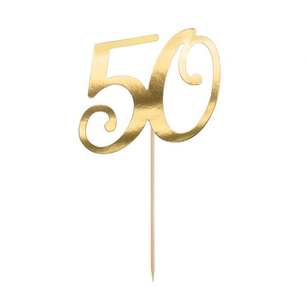 Cake topper - 50 - Guldmetallic