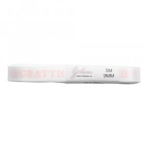 Sidenband - Grattis - Vit/Rosa - 5m