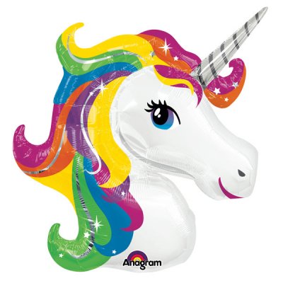 Folieballong - Unicorn Head - Rainbow