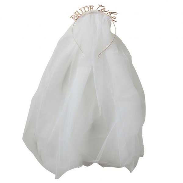 Diadem med sl�ja - Bride to be - Blush hen