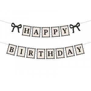 Happy Birthday-banner - Cream-svart - 100 cm