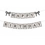 Happy Birthday-banner - Cream-svart - 100 cm