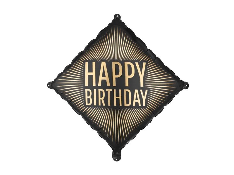 Folieballong – Kvadrat – Svart/Guld – Happy Birthday – 18-årsfest
