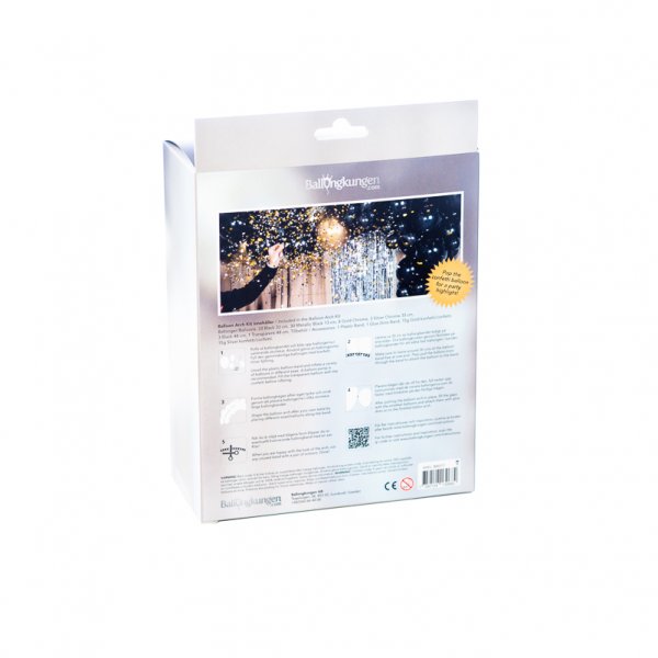 Ballongbåge med konfettibomb - 5m - Svart/Guld Ballongbåge med konfettibomb - 5m - Svart/Guld