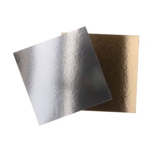 T�rtbricka Tunn - Guld/Silver - Fyrkantig - 3-pack - 25 x 25 cm - FunCakes