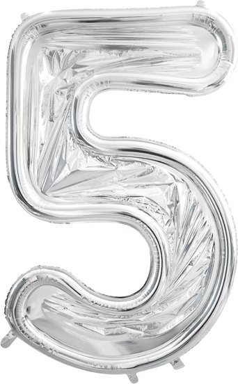 Sifferram till ballong - Silver - 126 cm - Siffra: 5 - Ballong ramar, Ballonger