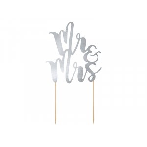 Cake Topper - Mr & Mrs - Silver