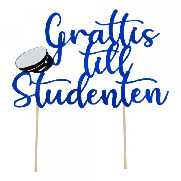 Cake Topper - Grattis till studenten - Bl