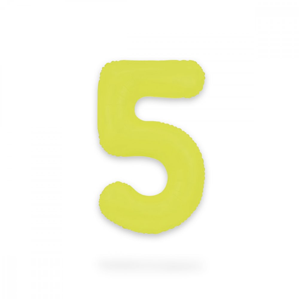 Ballongsiffra - Neon Gul - 86 cm - Siffra: 5 - Sifferballonger, Ballonger