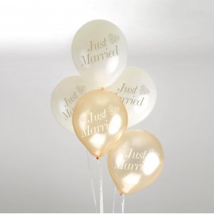 Ballonger - Just Married - Guld - 8 stycken Ballonger - Just Married - Guld - 8 stycken