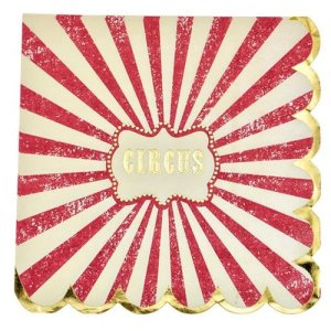 Servetter med cirkus - Röd - 16-pack Servetter med cirkus - Röd - 16-pack