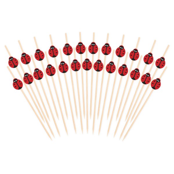 Snackspinnar/Drinkpinnar - Nyckelpigor - 12 cm - 25 st