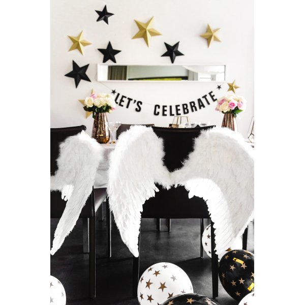 Ballonger - Vita med guldstjrnor - 6 st