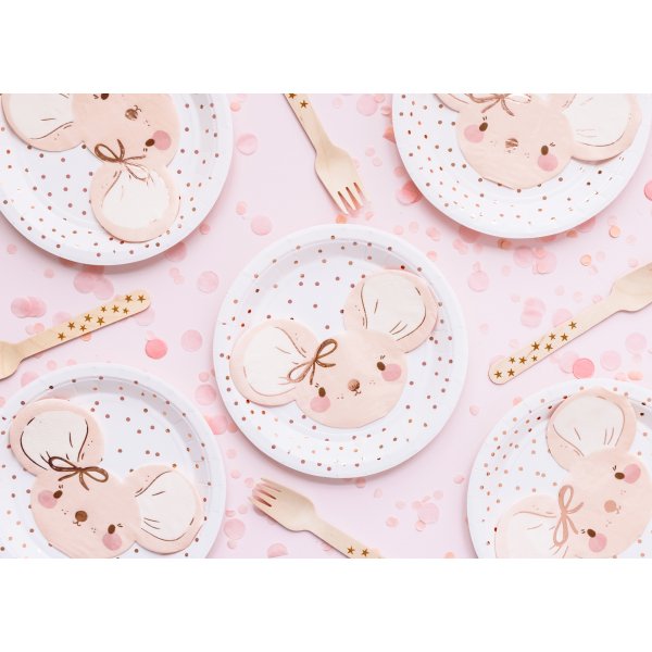 Servetter - Rosa mus med rosett - 20-pack Servetter - Rosa mus med rosett - 20-pack