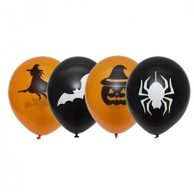 Ballongmix - Halloween - Svart/Orange - 6-pack