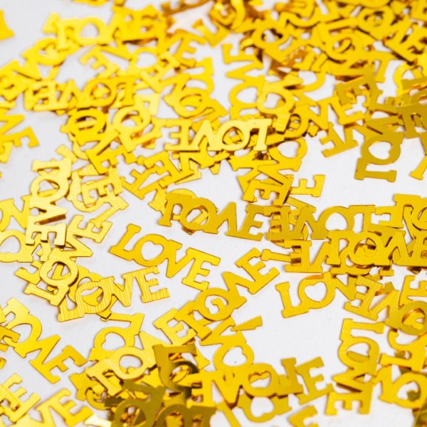 Bordskonfetti - \\\"Love\\\" - Guld - 14 gram