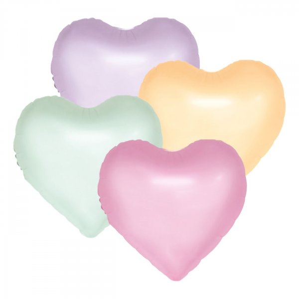 Folieballonger - Pastellf�rgade hj�rtan - 46 cm - 4-pack