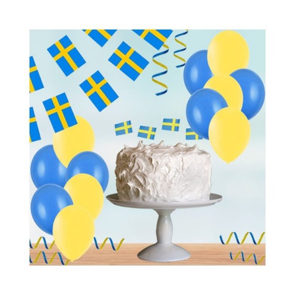 Dekorationskit svenska flaggan gul&bl�