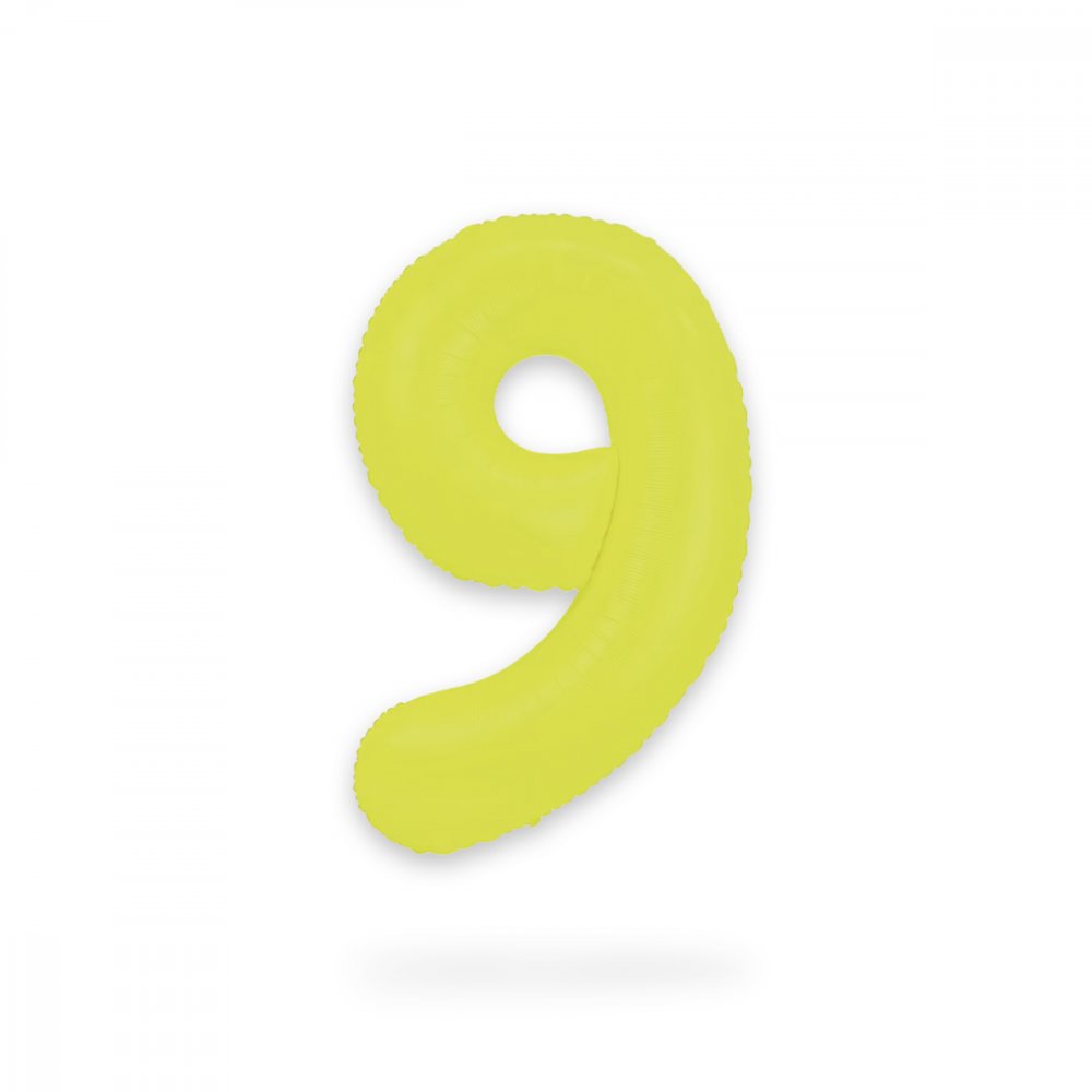 Ballongsiffra - Neon Gul - 86 cm - Siffra: 9 - Sifferballonger, Ballonger