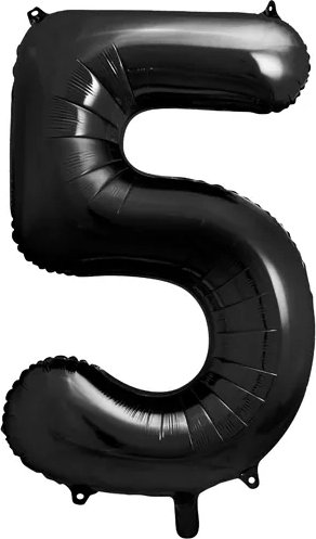 Sifferballong – Svart – 86 cm – Siffra: 5 – Sifferballonger, Ballonger