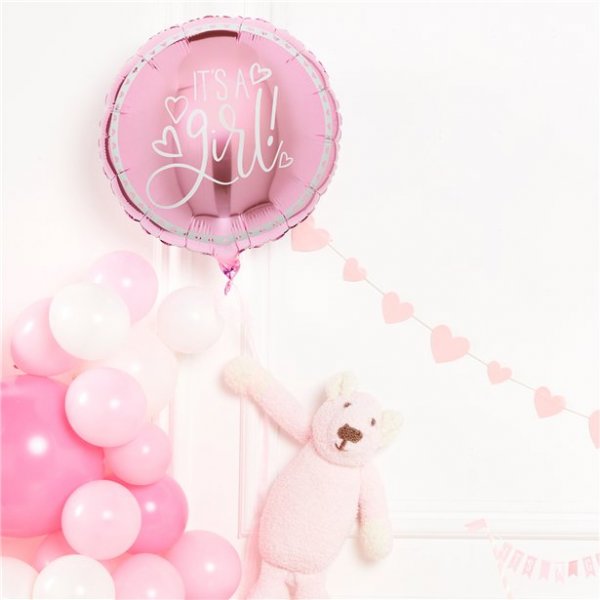 Folieballong - It\\\'s a girl - Rosa hjrtan