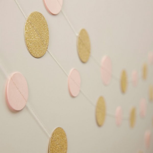 Girlang - Cirklar - Rosa/Guld